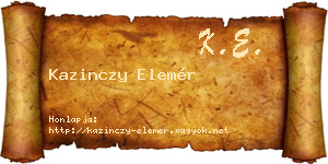 Kazinczy Elemér névjegykártya